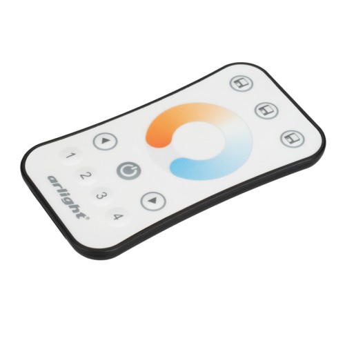 Пульт SMART-R40-MIX (4 зоны, 2.4G) (Arlight, IP20 Пластик, 5 лет) Кнопочный радиопульт с сенсорным кольцом 2.4 ГГц белого цвета для управления MIX (CCT) источником света. 4 зоны управления, выбор температуры свечения с помощью сенсорного кольца. Питание 3VDC (CR2032). Габариты 107x58.5x9 мм. Изготовлен из пластика с покрытием, защищающим от загрязнения. Управляет контроллерами и панелями серии SMART (поставляются отдельно). Настенные держатели приобретаются отдельно (см. аксессуары).