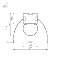  - Профиль ARH-POWER-W154-COMFORT-2000 ANOD (Arlight, Алюминий)