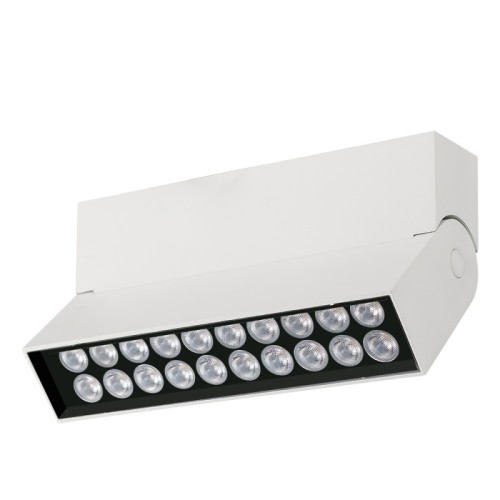 Светильник SP-LOFT-SURFACE-S170-10W Day4000 (WH, 24 deg) (Arlight, IP40 Металл, 3 года) Накладной поворотный светильник 10Вт. Цвет ДНЕВНОЙ 4000K, св.поток 540-600лм, CRI(Ra)>90, угол 24°. Угол наклона 45°. Корпус прямоугольный, белый алюминий, IP40. Размер LxHxW 170x100x36мм. Питание AC 220-240V, 10Вт, драйвер встроенный (DC300mA 25-40V).