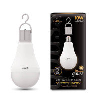  - Лампа светодиодная аккумуляторная Gauss E27 10W 3000K матовая 102402100