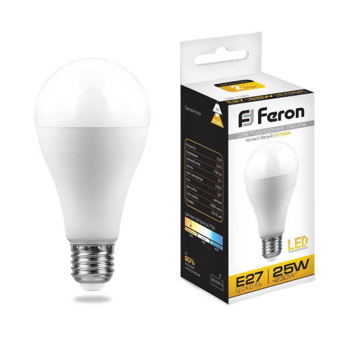 Лампа светодиодная Feron E27 25W 2700K Шар Матовая LB-100 25790 