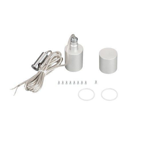 Подвес MOONLIGHT-VT-LIFT-SIDE-D25 (Arlight, Металл) Вертикальный подвес для герметичной ленты MOONLIGHT-360 диаметром 25мм с выводом кабеля SIDE (вбок), подходит для поверхностей без подвесных потолков, в том числе и для бетонных потолков. Высота подвеса регулируется - максимальная длина 2.5 метра. Применяется в сочетании с пластиковыми трубками 037486 и 037487. В комплекте токопроводящий подвес длиной 2.5 метра, торцевая заглушка, 2 уплотнительных кольца.