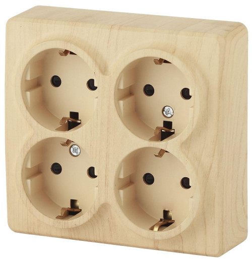 Розетка ЭРА Эксперт 4х2P E со шторками Schuko 16A 250V 11-2211-11 Б0020711 