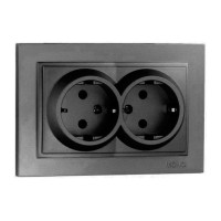  - Розетка 2К+З двойная Mono Electric Despina 16A 250V винтовое подключение графит 102-202004-120
