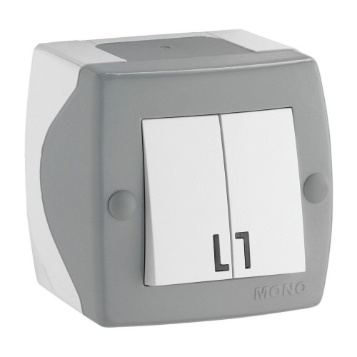 Выключатель Mono Electric Octans IP20 двухклавишный бело-серый 104-020001-102 