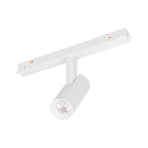 Светильник MAG-ORIENT-SPOT-R35-6W Day4000 (WH, 24 deg, 48V) (Arlight, IP20 Металл, 5 лет) Светильник для магнитных треков MAG-ORIENT шириной 26 мм. Мощность 6 Вт, св. поток 555лм, 92 лм/Вт, дневной 4000 K, CRI>90, угол 24°, напряжение питания 48 В. Белый фигурный корпус из металл, экран поликарбонат, степень защиты IP20.Размеры LxWxH 116x35x132 мм. Длина светоизлучающего модуля 85мм. Монтаж на трек MAG-ORIENT. Пульсация 