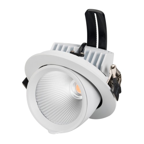 Светильник LTD-EXPLORER-R130-20W Warm3000 (WH, 38 deg) (Arlight, IP20 Металл, 3 года) Встраиваемый поворотно-выдвижной светильник. Мощность 20 Вт, св. поток 1600-1800 лм, 80-90 лм/Вт, теплый 3000 K, CRI>90, угол 38°, напряжение питания 230 В. Белый круглый корпус из алюминия, экран стекло, степень защиты IP20. Угол поворота 350°, угол наклона 45°. Размер: диаметр 129 мм, высота 115 мм. Монтаж встраиваемый, установочное отверстие: диаметр 120 мм. Драйвер 27-42 В, 500 мА, пульсация 