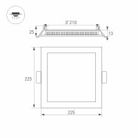  - Светильник DL-225x225M-21W White (Arlight, IP40 Металл, 3 года)