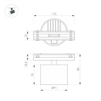  - Светильник MAG-VIBE-POINT-R75-10W Warm3000 (WH, 24 deg, 48V) (Arlight, IP20 Металл, 5 лет)