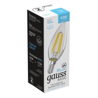  - Лампа светодиодная филаментная Gauss E14 4,5W 4100К прозрачная 1031215