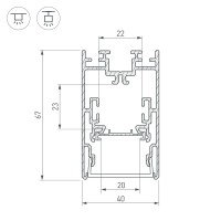  - Профиль с экраном S2-LINE-4067-2500 ANOD+OPAL (Arlight, Алюминий)