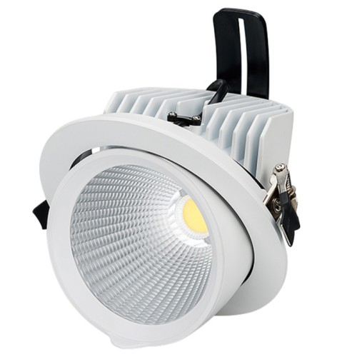 Светильник LTD-150WH-EXPLORER-30W White 38deg (Arlight, IP20 Металл, 3 года) Встраиваемый поворотно-выдвижной светильник. Мощность 30 Вт, св. поток 2200-2500 лм, 73-84 лм/Вт, белый 6000 K, CRI>90, угол 38°, напряжение питания 230 В. Белый круглый корпус из алюминия, экран стекло, степень защиты IP20. Угол поворота 350°, угол наклона 45°. Размер: диаметр 148 мм, высота 140 мм. Монтаж встраиваемый, установочное отверстие: диаметр 140 мм. Драйвер 25,5-43 В, 700 мА, пульсация 