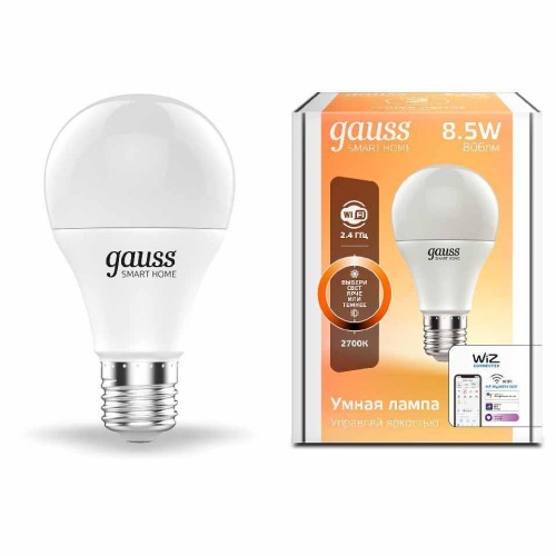 Лампа светодиодная диммируемая Gauss E27 8,5W 2700K матовая 1050112 