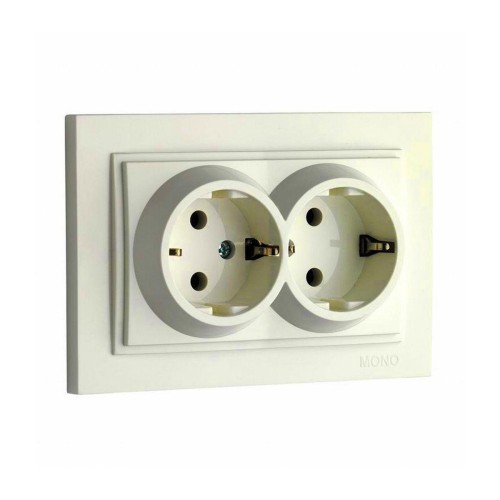 Розетка 2К+З двойная Mono Electric Despina 16A 250V винтовое подключение крем 102-170004-120 