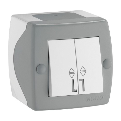 Выключатель Mono Electric Octans IP20 двухклавишный проходной бело-серый 104-020001-111 