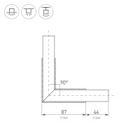  - Угол PLS-LOCK-H25-L90 (с экраном MAT-L) (Arlight, Металл)