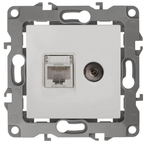 Розетка комбинированная RJ45+TV ЭРА 12 12-3110-01 Б0027441 