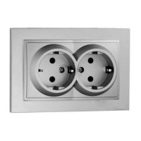  - Розетка 2К+З двойная Mono Electric Despina 16A 250V винтовое подключение серебро 102-212104-120