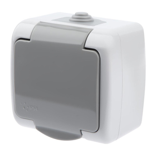 Розетка ЭРА Intro Atlantic Schuko 2P+E 16A 250V со шторками с крышкой 5-202-03 Б0050946 