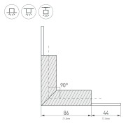  - Угол PLS-LOCK-H25-L90W внешний (с экраном MAT-L) (Arlight, Металл)