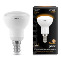  - Лампа светодиодная рефлекторная Gauss E14 6W 3000K матовая 106001106