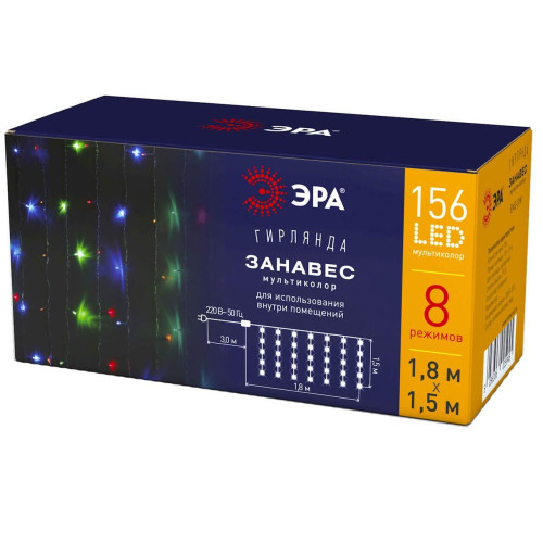 Светодиодная гирлянда ЭРА занавес 220V разноцветный ENIZ-01M Б0041900 