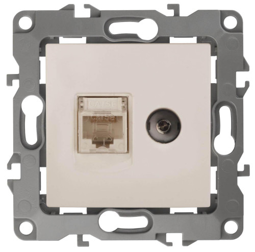 Розетка комбинированная RJ45+TV ЭРА 12 12-3110-02 Б0027442 