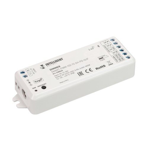 INTELLIGENT ARLIGHT Диммер SMART-PWM-102-72-SH-PD-SUF (12-36V, 2x5A, TUYA BLE, 2.4G) (IARL, IP20 Пластик, 5 лет) 