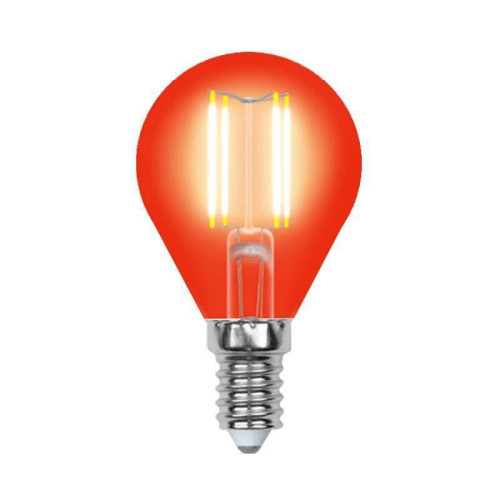 Лампа светодиодная филаментная Uniel E14 5W красная LED-G45-5W/RED/E14 GLA02RD UL-00002985 