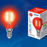 Лампа светодиодная филаментная Uniel E14 5W красная LED-G45-5W/RED/E14 GLA02RD UL-00002985 - Лампа светодиодная филаментная Uniel E14 5W красная LED-G45-5W/RED/E14 GLA02RD UL-00002985