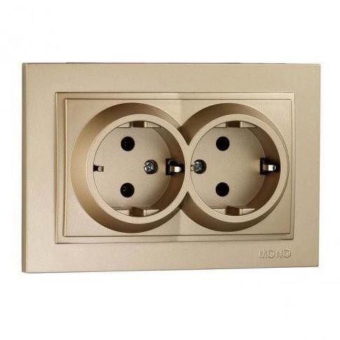 Розетка 2К+З двойная Mono Electric Despina 16A 250V винтовое подключение титан 102-222204-120 