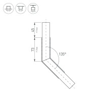 - Угол PLS-LOCK-H25-L135 (с экраном MAT-L) (Arlight, Металл)