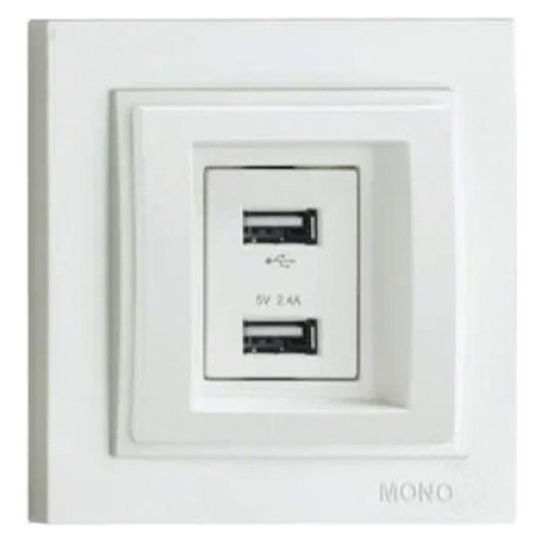 Розетка 2-а USB-зарядка Mono Electric Despina 250V крем 102-170005-178 