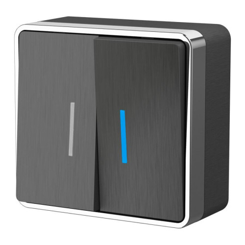Выключатель двухклавишный с подсветкой Werkel Gallant графит рифленый W5020104 4690389164194 