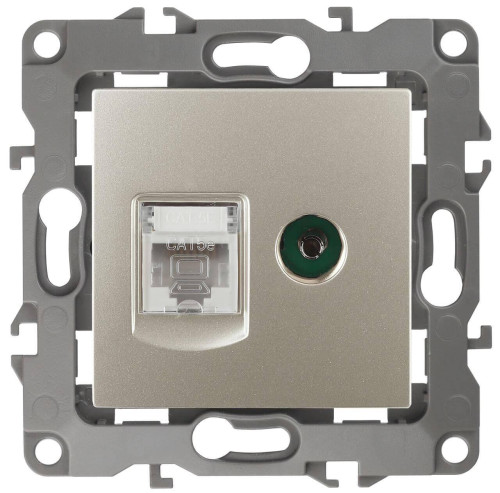 Розетка комбинированная RJ45+TV ЭРА 12 12-3110-04 Б0027444 