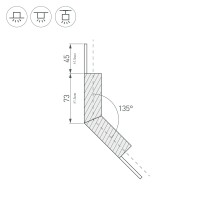  - Угол PLS-LOCK-H25-L135W внешний (с экраном MAT-L) (Arlight, Металл)