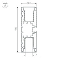  - Профиль с экраном S2-WALL-X2-H128-2500 ANOD+OPAL (Arlight, Алюминий)