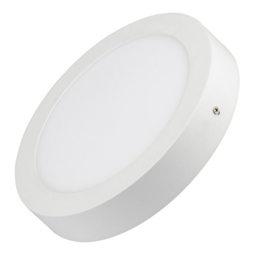 Светильник SP-R225-18W Warm White (Arlight, IP40 Металл, 3 года) Накладная круглая панель 18Вт, цвет ТЕПЛЫЙ БЕЛЫЙ 3000K / 1620 лм / 120°/ CRI(Ra)>80. Размер Ф225 x 40мм. Корпус алюминиевый белый. Питание от сети AC 100-240V, драйвер в комплекте (019546, 45-58V, 300mA).