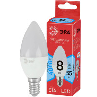  - Лампа светодиодная ЭРА E14 8W 4000K матовая LED B35-8W-840-E14 R Б0050200