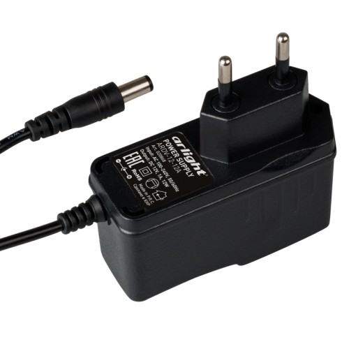 Блок питания ARDV-12-12A (12V, 1A, 12W) (Arlight, Адаптер, 2 года) Сетевой адаптер с гальванической развязкой для светодиодных изделий. Входное напряжение 100-240 VAC. Выходные параметры: 12 В, 1 А, 12 Вт. Негерметичный пластиковый корпус IP 20. Габаритные размеры длина 75 мм, ширина 29 мм, высота 43 мм (размер без вилки). Длина кабеля 1.5 м, коннектор 5.5x2.1x10мм. Гарантийный срок 2 года.