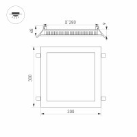  - Светильник DL-300x300M-25W White (Arlight, IP40 Металл, 3 года)