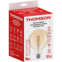  - Лампа светодиодная филаментная Thomson E27 6W 1800K шар прозрачная TH-B2170
