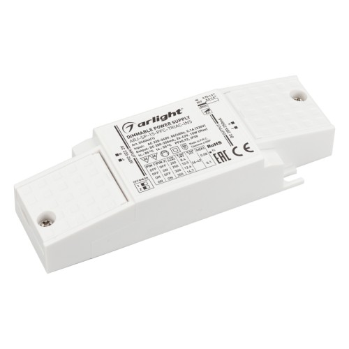 Блок питания ARJ-SP-15-PFC-TRIAC-INS (15W, 26-42V, 0.2-0.35A) (Arlight, IP20 Пластик, 5 лет) Диммируемый источник тока по стандарту TRIAC с гальванической развязкой для светильников и мощных светодиодов. Входное напряжение 220-240 VAC. Выходные параметры: 26-42 В, 200-350 mА, 15 Вт. Выбор значения тока осуществляется DIP-переключателем. Встроенный PFC >0,92. Негерметичный пластиковый корпус IP 20. Габаритные размеры 122х41х23 мм. (88х41х23 мм. без крышек). Гарантийный срок 5 лет.
