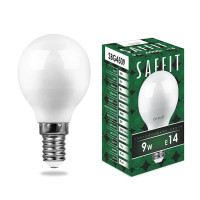  - Лампа светодиодная Saffit E14 9W 4000K Шар Матовая SBG4509 55081