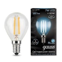  - Лампа светодиодная филаментная Gauss E14 7W 4100К прозрачная 105801207