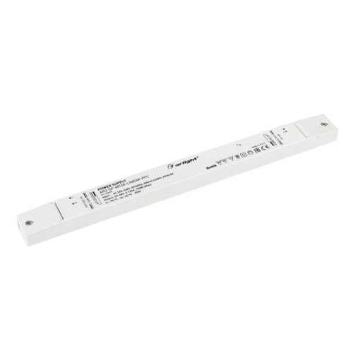 Блок питания ARV-SP-48150-LINEAR-PFC (48V, 3.125A, 150W) (Arlight, IP20 Пластик, 5 лет) Источник напряжения с гальванической развязкой для светодиодных изделий. Входное напряжение 220-240 VAC. Выходные параметры: 48 В, 3.125 А, 150 Вт. Встроенный PFC >0,9. Негерметичный пластиковый корпус IP 20. Габаритные размеры длина 350 мм, ширина 30 мм, высота 18 мм. Гарантийный срок 5 лет.