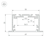  - Профиль S2-LINIA69-F-2500 SEAMLESS ANOD (Arlight, Алюминий)