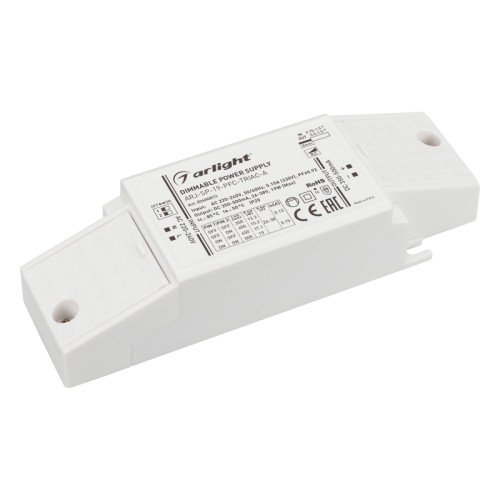 Блок питания ARJ-SP-19-PFC-TRIAC-INS (19W, 26-38V, 0.35-0.5A) (Arlight, IP20 Пластик, 5 лет) Диммируемый источник тока по стандарту TRIAC с гальванической развязкой для светильников и мощных светодиодов. Входное напряжение 220-240 VAC. Выходные параметры: 26-38 В, 350-500 mА, 19 Вт. Выбор значения тока осуществляется DIP-переключателем. Встроенный PFC >0,92. Негерметичный пластиковый корпус IP 20. Габаритные размеры 138х44х30 мм. (98х44х30 мм. без крышек). Гарантийный срок 5 лет.