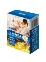  - Светодиодная гирлянда Uniel Роса теплый белый ULD-S1000-100/SCB/3AA Warm White IP20 Dew UL-00005482