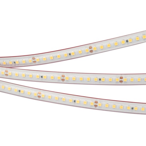 Лента RTW 2-5000PS 24V Warm3500 2x (2835, 160 LED/m, LUX) (Arlight, 12 Вт/м, IP67) Поставка под заказ от 1000 м. Гибкая лента LUX, герметичная IP67 (в силиконовой трубке, экструзия, без сдвига ЦТ), светодиоды smd 2835, 160шт/м (800шт на 5м), красный скотч 3М. Цвет ТЕПЛЫЙ 3300-3600K. Питание 24V, мощность 12 Вт/м (60 Вт на 5м), угол 120°, цветопередача CRI>85. Размеры 5000х11x5мм. Мин.отрезок 50мм, 8 шт светодиодов. Пакет 5м. Цена за 1м.